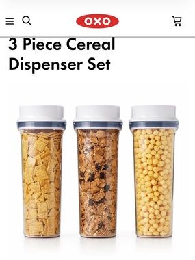 OXO White 3-Piece Cereal Dispenser Set
